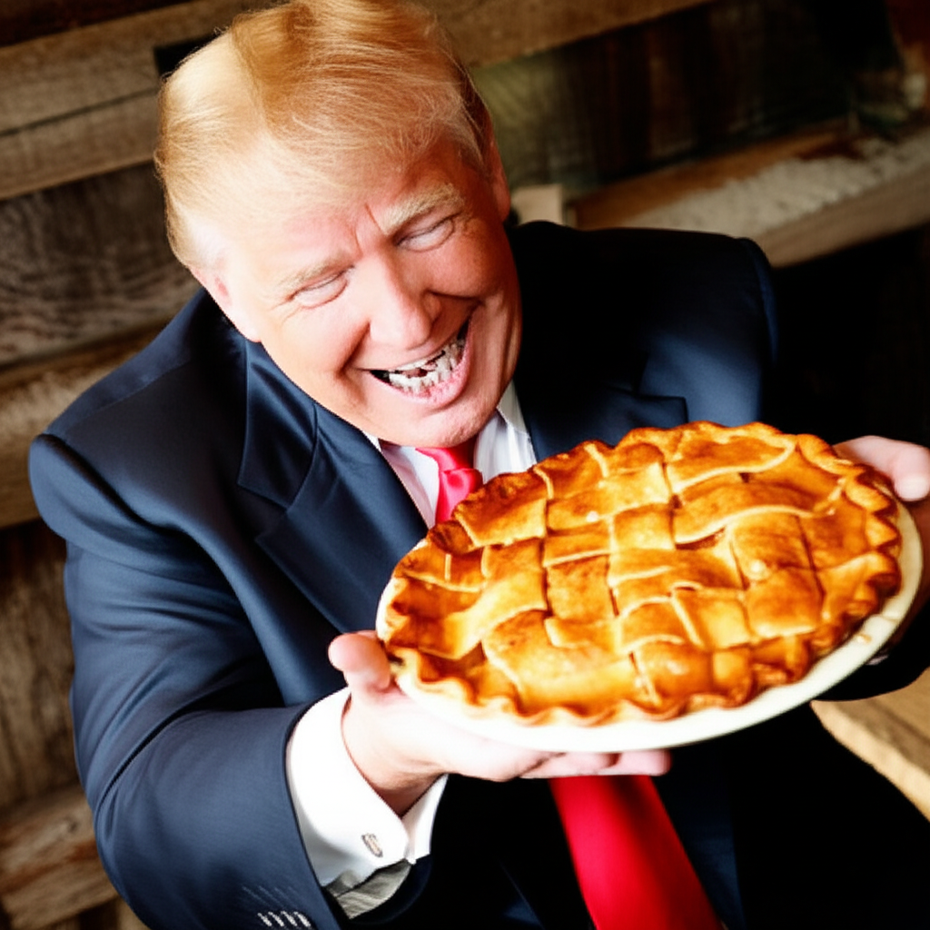 Donald trump having apple pie